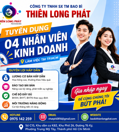 Tuyển Dụng Nhân Viên Kinh Doanh Bao Bì Tại TP.HCM – Thu Nhập Hấp Dẫn, Cơ Hội Phát Triển Cùng Thiên Long Phát